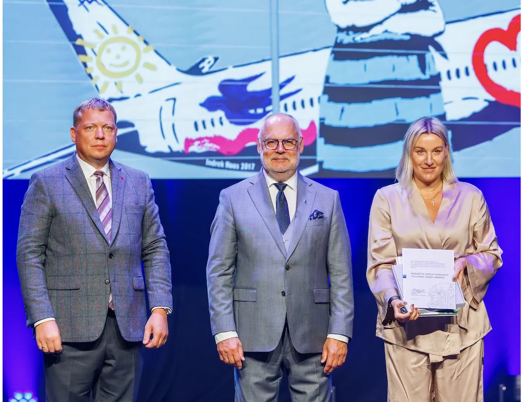 Director General of the Estonian Chamber of Commerce and Industry, Mait Palts, President of the Republic of Estonia, Alar Karis, and Tiina Shein, Head of Marketing of Magnetic Group